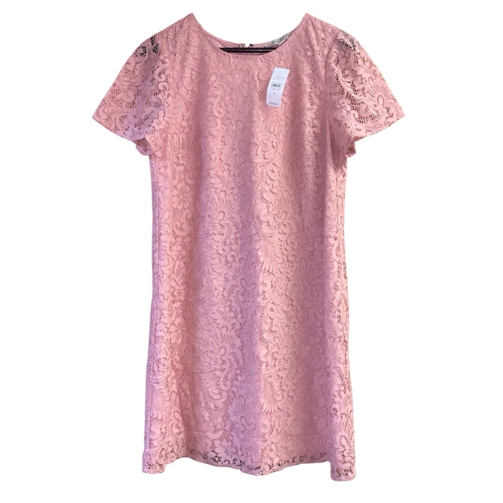 LOFT Ann Taylor Pink Midi Lace Dress size 6 NWT